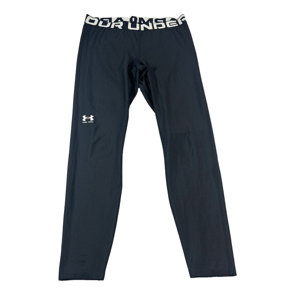 Under Armour HeatGear Womens Black Compression Leggings Brand Waistband M